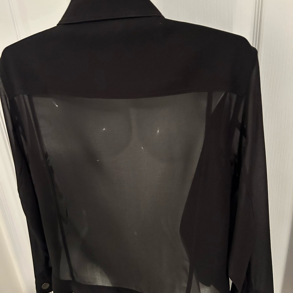 Sheer Black Button-Up Jacket - Picture 5 of 9